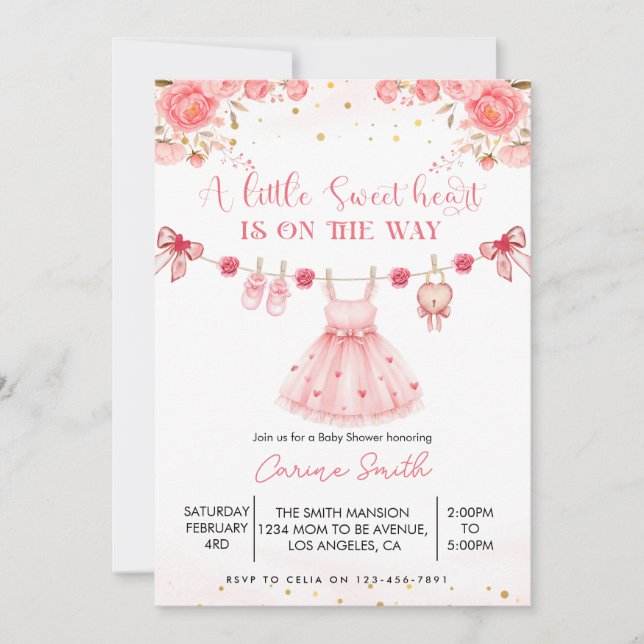 A  Little Sweetheart Baby Shower Invitation Inbjudningar (Framsida)
