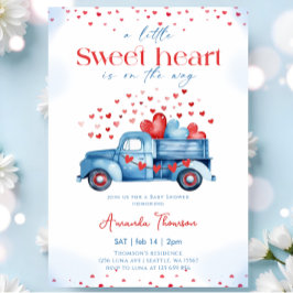 A little Sweetheart blue Truck Boy Baby Shower Inbjudningar