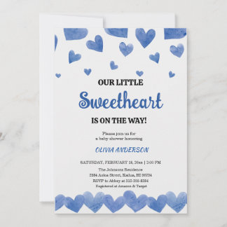 A Little Sweetheart Blue Valentine Baby Shower Inbjudningar