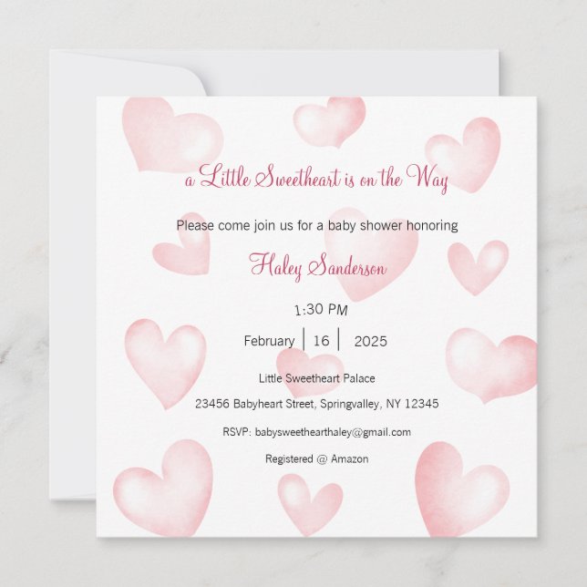 A Little Sweetheart is on the Way Invitation Inbjudningar (Framsida)