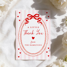 A Little Sweetheart Pink and Red Bow Baby Shower Tack Kort