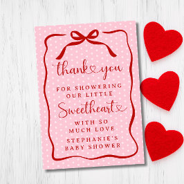 A Little Sweetheart Pink Red Bow Girl Baby Shower Tack Kort