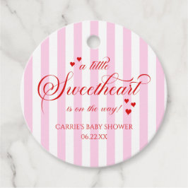 A Little Sweetheart Pink Red Hearts Baby Shower Gåvor Etiketter