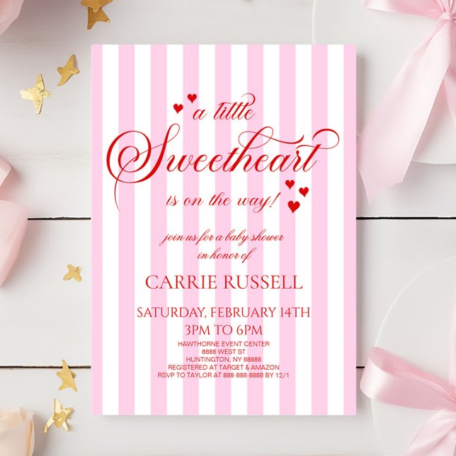 A Little Sweetheart Pink Red Hearts Baby Shower Inbjudningar (Skapare uppladdad)