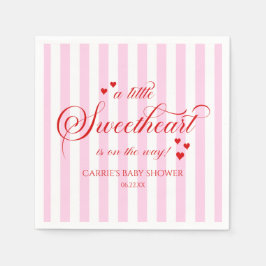 A Little Sweetheart Pink Red Hearts Baby Shower Pappersservett