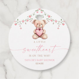 A Little Sweetheart Pink Teddy Bear Baby Shower Gåvor Etiketter