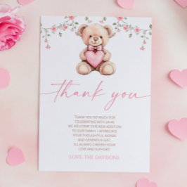 A Little Sweetheart Pink Teddy Bear Baby Shower Tack Kort