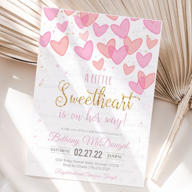 A Little Sweetheart Valentine Baby Is on her way  Inbjudningar (a little sweetheart is on the way, baby shower,valentine baby shower invitations,a little cutie is o)