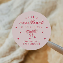 A Little Sweetheart Valentine Bow Baby Shower Runt Klistermärke