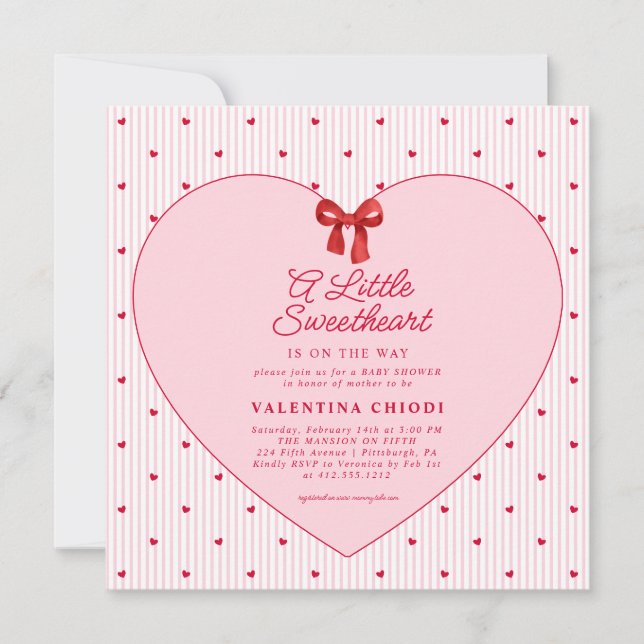 A Little Sweetheart Valentine Coquette Baby Shower Inbjudningar (Framsida)