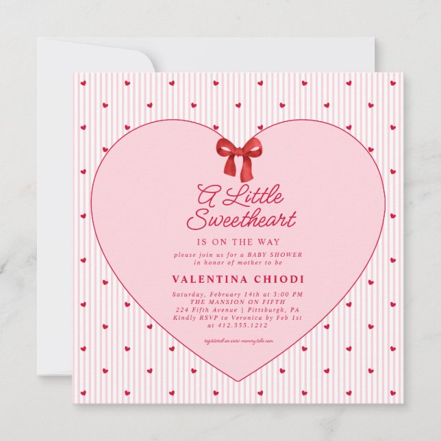 A Little Sweetheart Valentine Coquette Baby Shower Inbjudningar (Framsida)