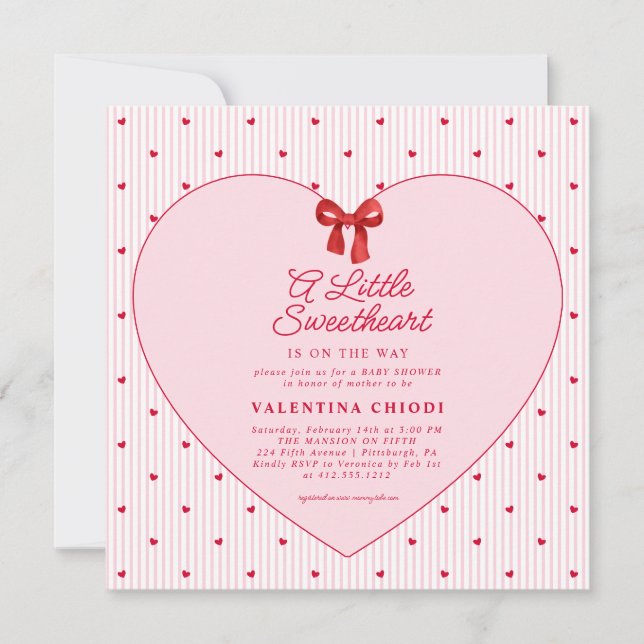 A Little Sweetheart Valentine Coquette Baby Shower Inbjudningar (Framsida)