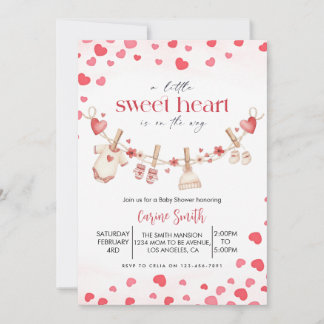 A Little Sweetheart valentine's Baby Shower Inbjudningar