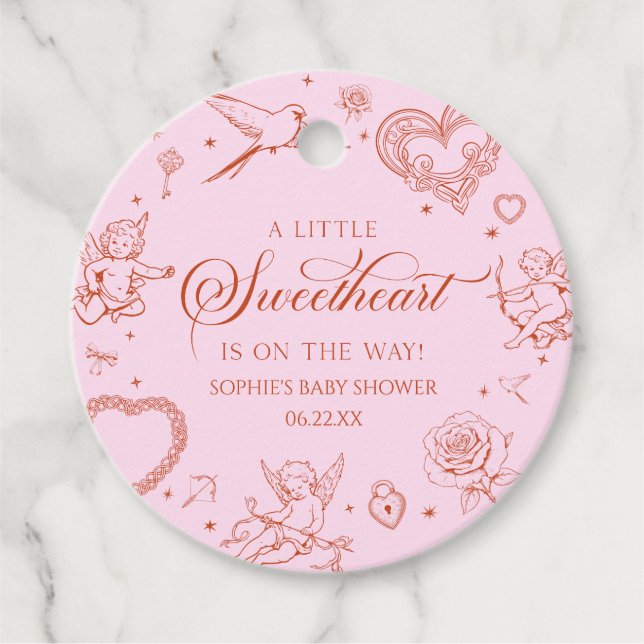 A Little Sweetheart Valentine's Day Baby Shower Gåvor Etiketter (Framsida)