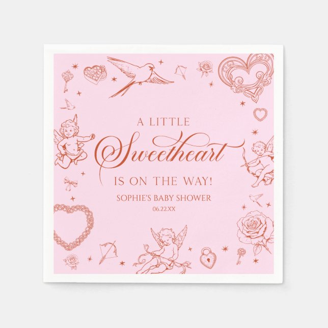 A Little Sweetheart Valentine's Day Baby Shower Pappersservett (Framsidan)