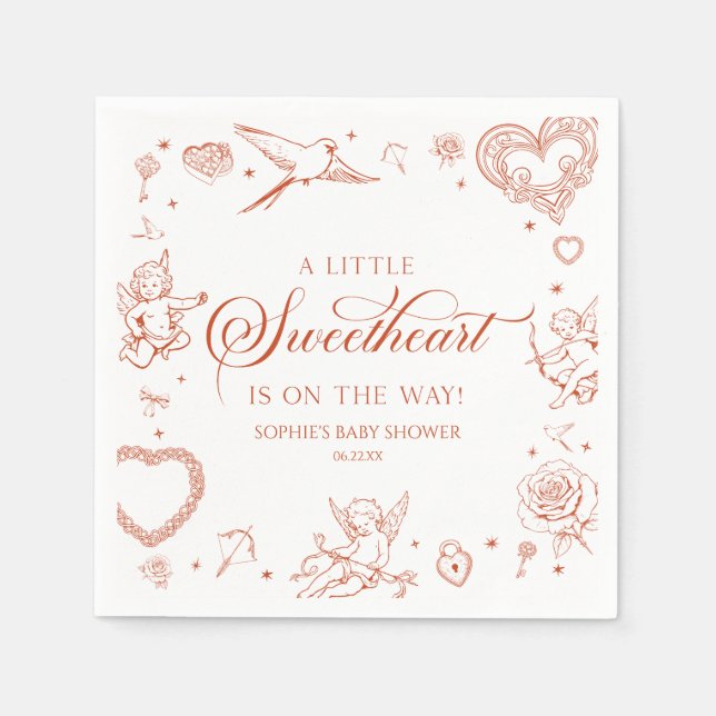 A Little Sweetheart Valentine's Day Baby Shower Pappersservett (Framsidan)