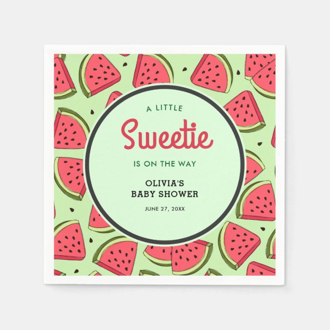A Little Sweetie Summer Watermelon Baby Shower  Pappersservett (Framsidan)