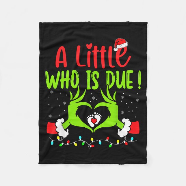 A Little Who Is Due Funny Christmas Pregnancy Anno Fleecefilt (Framsidan)