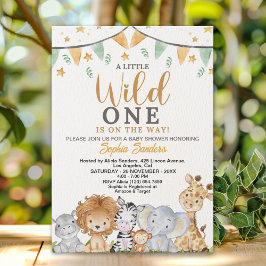 A Little Wild One Safari Animals Baby Shower Inbjudningar