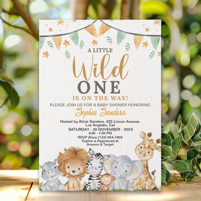A Little Wild One Safari Animals Baby Shower Inbjudningar (Skapare uppladdad)