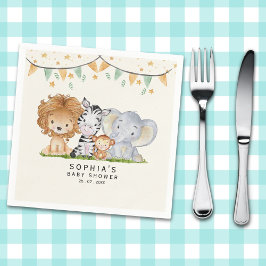 A Little Wild One Safari Animals Baby Shower Pappersservett