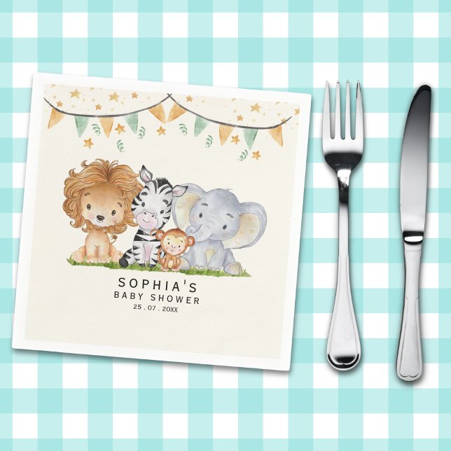 A Little Wild One Safari Animals Baby Shower Pappersservett (Skapare uppladdad)