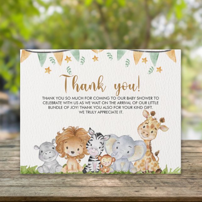 A Little Wild One Safari Animals Baby Shower Tack Kort (Skapare uppladdad)