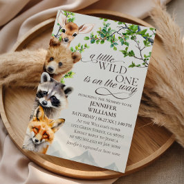 A Little Wild One Woodland Animals Baby Shower Inbjudningar