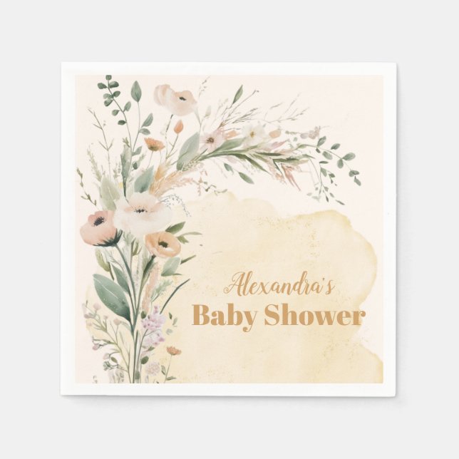 A Little Wildflower Boho Nature Baby Shower Pappersservett (Framsidan)