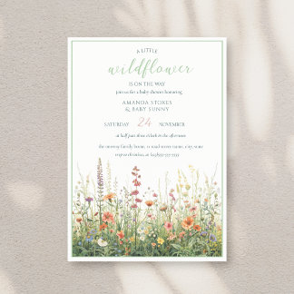A Little Wildflower Girl Boho Baby Shower Inbjudningar