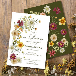 A Little Wildflower Sage Green Baby Shower Inbjudningar