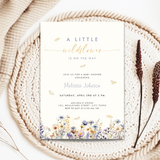 A Little Wildflower Spring Baby Shower Invitation Inbjudningar (Wildflower baby shower invitation)