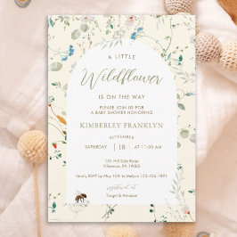 A little Wildflower Wild Flower Bee Baby Shower Inbjudningar
