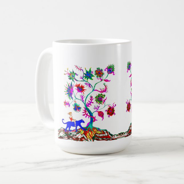 A livets träd och en flicka kaffemugg (Framsida vänster)