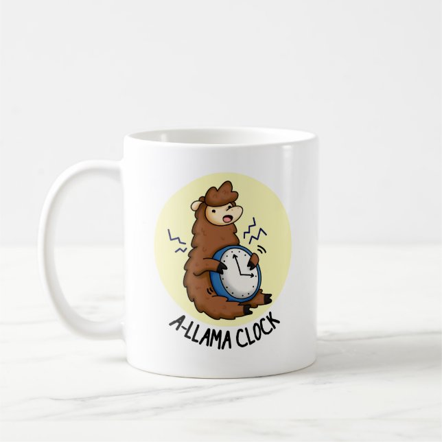 A-llama Clock Funny Llama Pun Kaffemugg (Vänster)