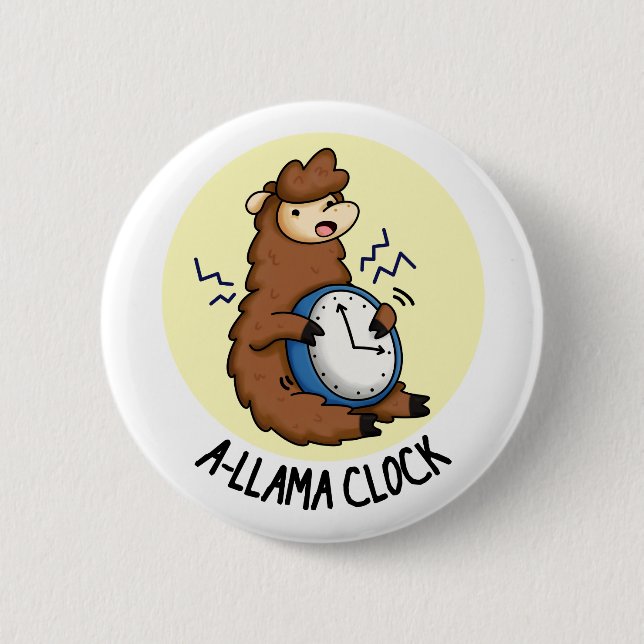 A-llama Clock Funny Llama Pun Knapp (Framsida)