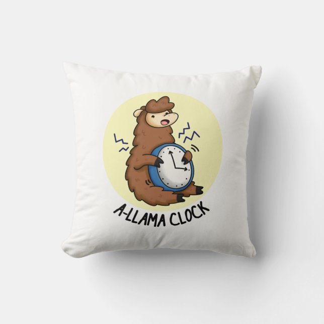 A-llama Clock Funny Llama Pun Kudde (Framsida)