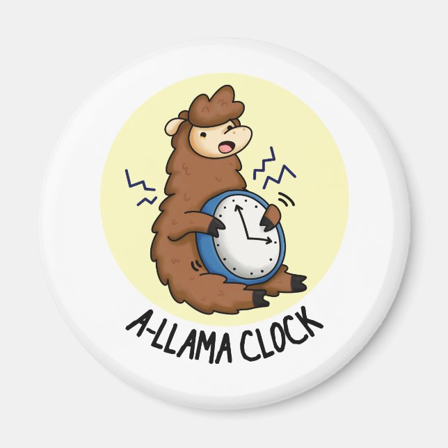 A-llama Clock Funny Llama Pun Magnet (Framsidan)