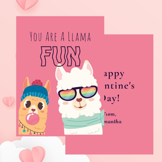 A Llama Roligt Classroom Valentines day Anteckningskort (Skapare uppladdad)