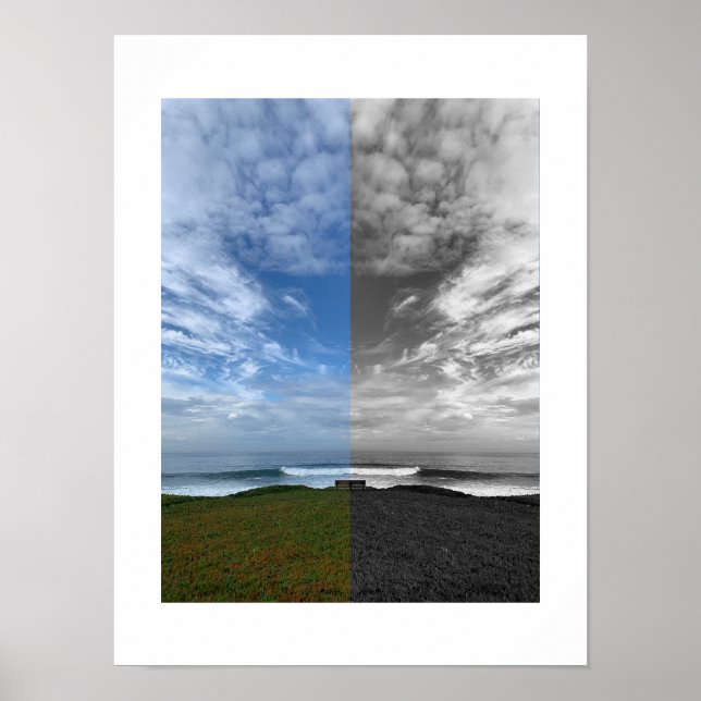 A Lone Bench Reflection Photography Poster (Framsidan)
