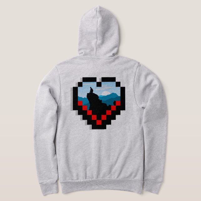 A lone figure sitting on a mountain peak at sunris t shirt (Laydown Baksida)