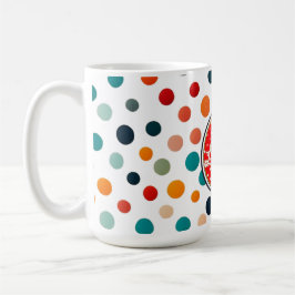 a lOVE themed mug with bright polka Kaffemugg