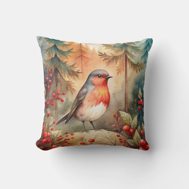 A lovely Robin in Autumn Kudde (Framsida)