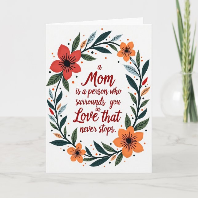 A Loving Mom Floral Frame Card Kort (Framsida)