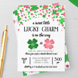A Lucky Charm, St patricks day Gender Reveal Party Inbjudningar