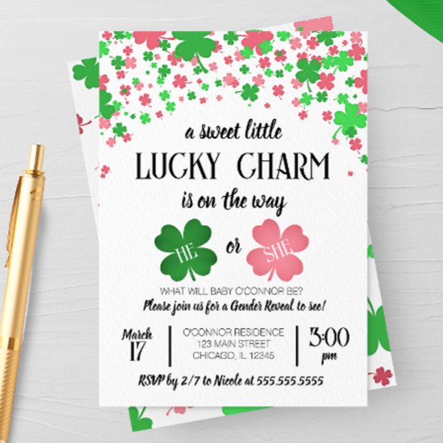A Lucky Charm, St patricks day Gender Reveal Party Inbjudningar (Skapare uppladdad)