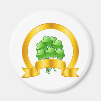 A Lucky Golden Horseshoe med grönt schack Magnet