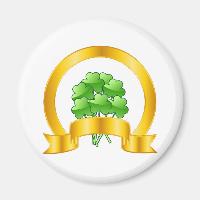 A Lucky Golden Horseshoe med grönt schack Magnet (Framsidan)