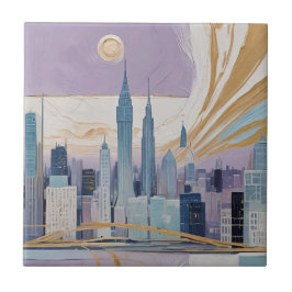 A Lunar Cityscape Kakelplatta