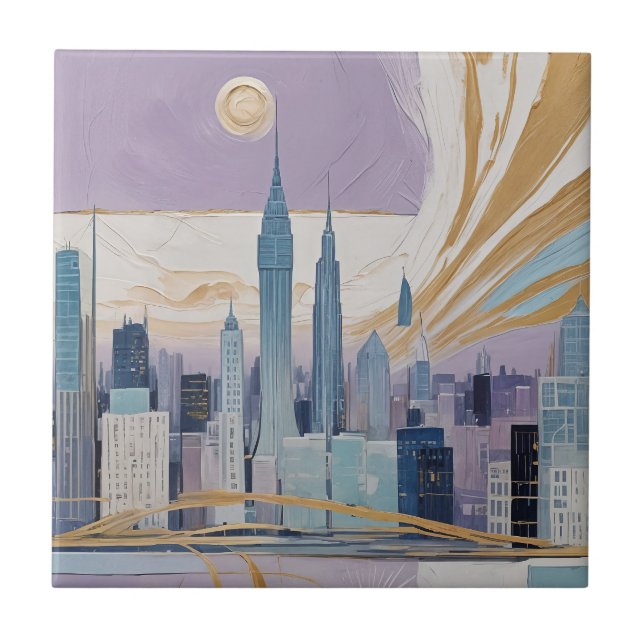 A Lunar Cityscape Kakelplatta (Framsidan)